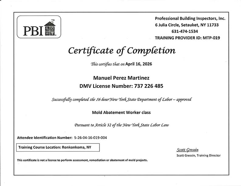 Manuel Perez Mold License